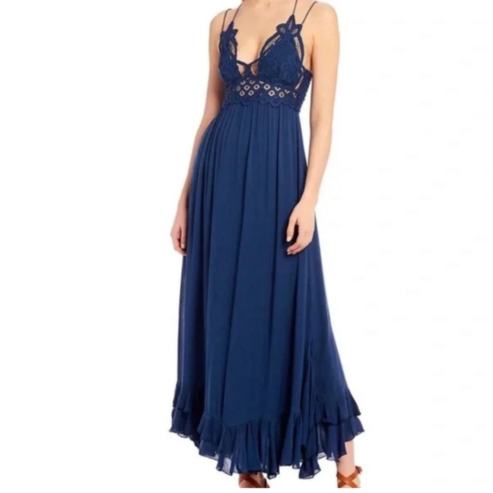 Free People FP One “Adella” Maxi Slip Dress in color Midnight Blue, Size M